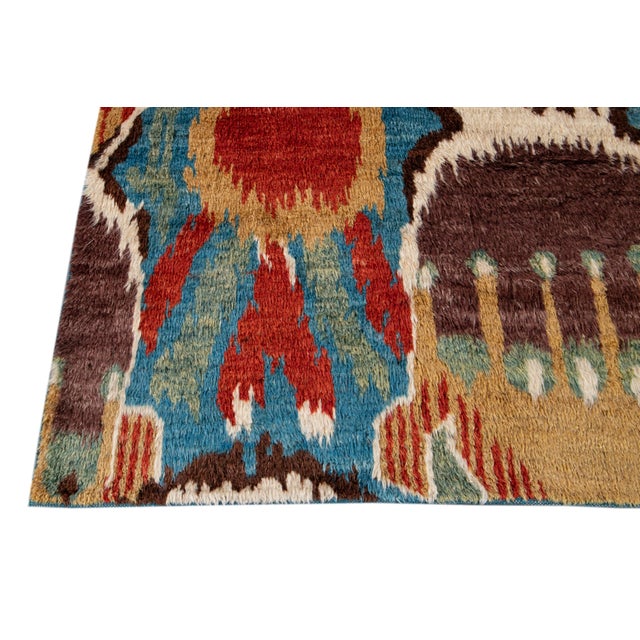 Colorful Modern Moroccan Handmade Wool Rug For Sale - Image 12 of 13