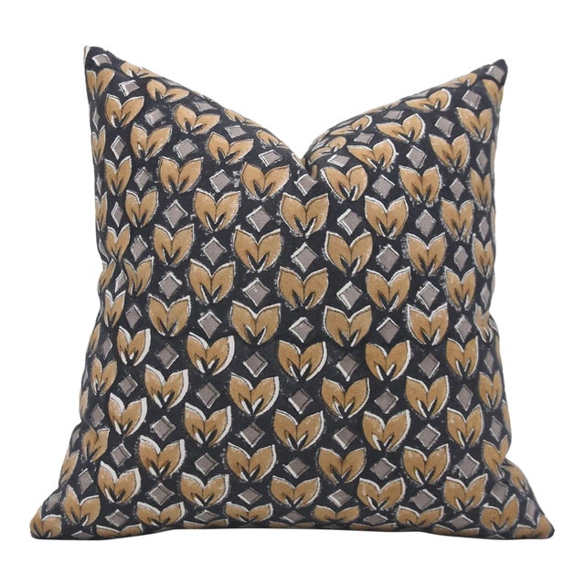 Fabdivine Artisan Block Print Throw Pillow Cover 24x24 Inch Duck Canvas-Titli For Sale