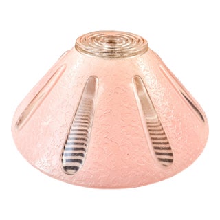 Vintage Art Deco Frosted Glass Shade Ceiling Light Fixture Pinkish in Color For Sale