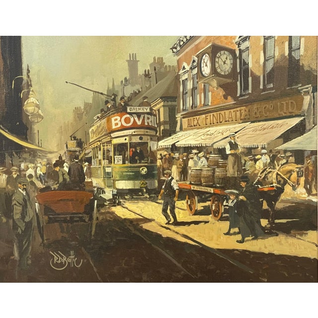 An Original Oil Painting of George's Street Kingstown in 1910 by Modern Impressionist Irish Artist, Robert D. Beattie...