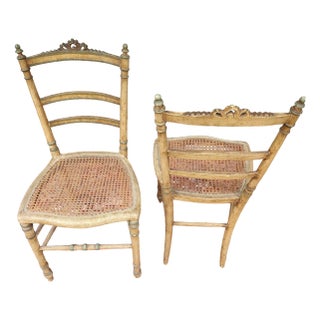 Lacquered Chairs with Vienna Straw Seats, Set of 2 For Sale