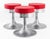 Set of Three American Industrial Modern Aluminum Stools, the seats upholstered in red faux leather, in the Art Deco taste....