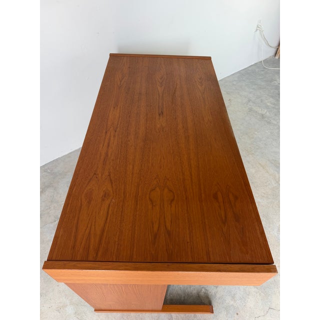 Brown 1970’s Mid-Century Modern Vi-Ma Danish Teak Desk With Hidden Sliding Filing Cabinet For Sale - Image 8 of 12