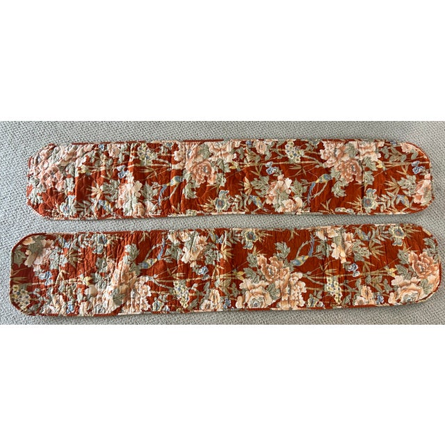 Fabulous pair of vintage 1970s quilted table runners with a distinctly Palm Beach meets Hollywood Regency aesthetic. The...
