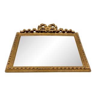 Vintage French Rectangular Giltwood Bow & Ribbon Mirror For Sale