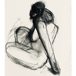 Semi-Abstract Nude Woman / Contemporary Charcoal Drawing For Sale