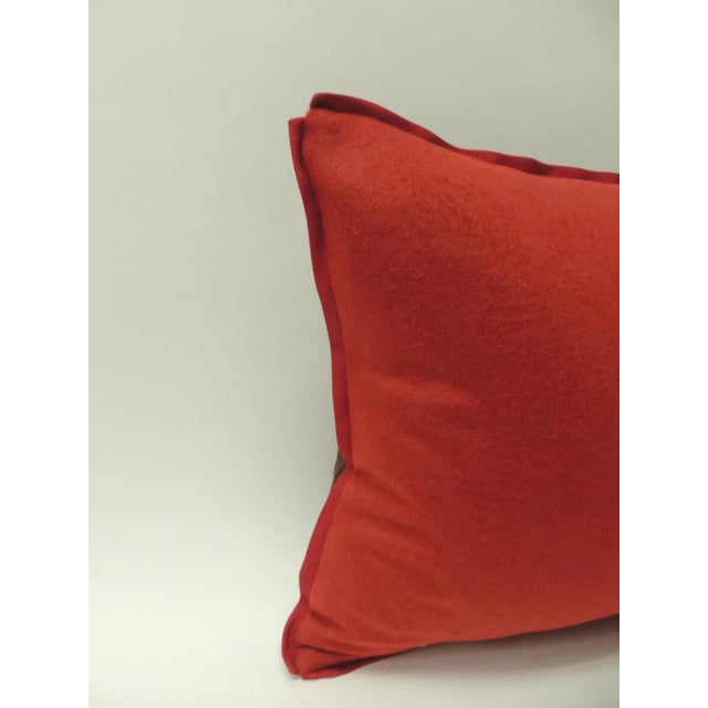 19th Century Antique Woven Red Kashmir Paisley Bolster Decorative Pillow For Sale In Tampa - Image 6 of 7