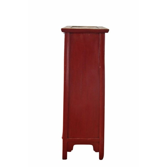 Wood 52" Tall China Red Cabinet Armoire For Sale - Image 7 of 13