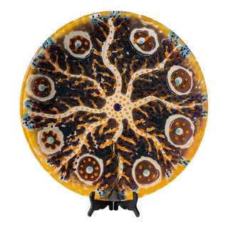 Large Sculptural Bowl in Handmade Fused Glass, 1980s For Sale