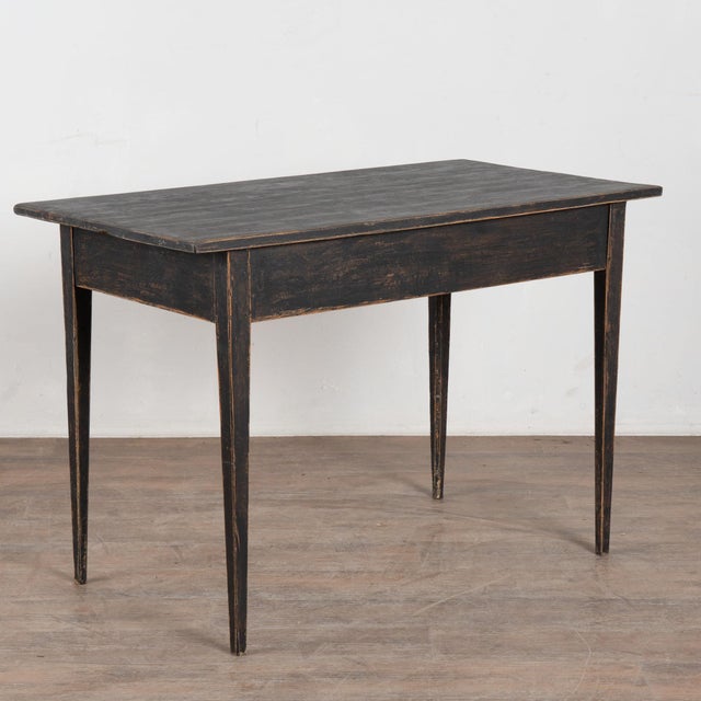 19th Century Swedish Black Painted Pine Two-Drawer Side Table For Sale - Image 11 of 11