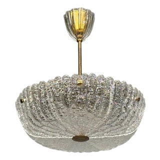 1960s Carl Fagerlund, Chandelier, Textured Glass, Brass For Sale