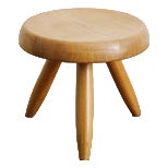Low Mid-Century French Wooden Berger Stool by Charlotte Perriand, 1960s For Sale