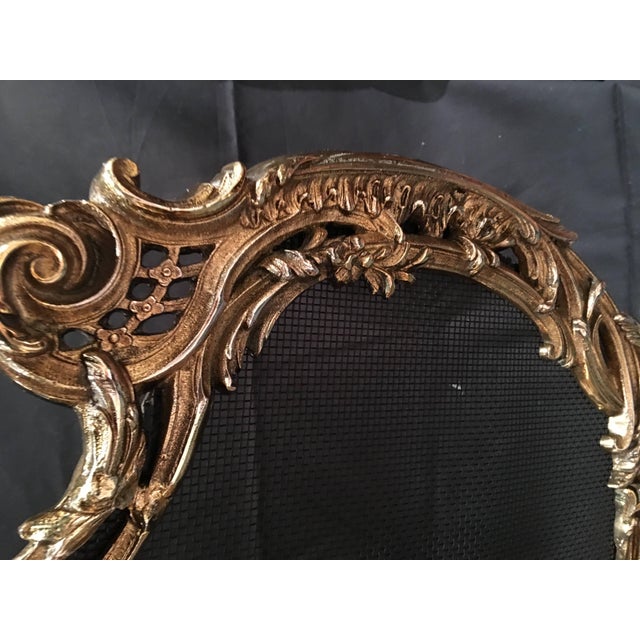 French Polished Brass Fireplace Screen With Decorative Cherubs, 19th