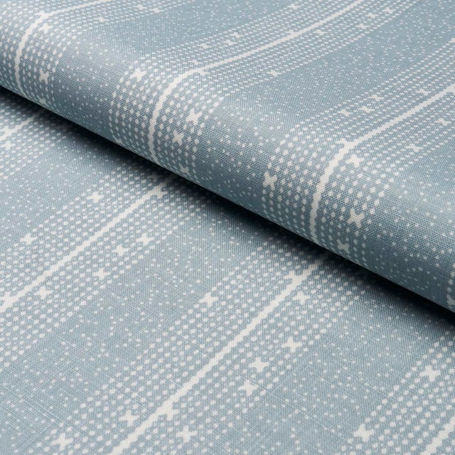 Schumacher x Veere Greeney Stella Stripe Fabric In Blue For Sale