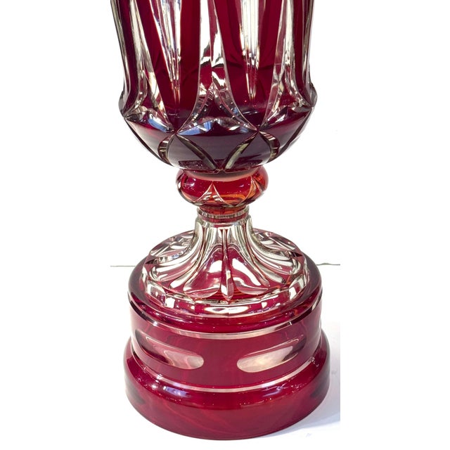 Victorian Monumental Bohemian Ruby Cut to Clear Crystal Flower Form Vase, Circa 1880 For Sale - Image 3 of 15