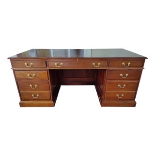 Vintage Solid Cherry Double Pedestal Executive Desk by Stickley For Sale