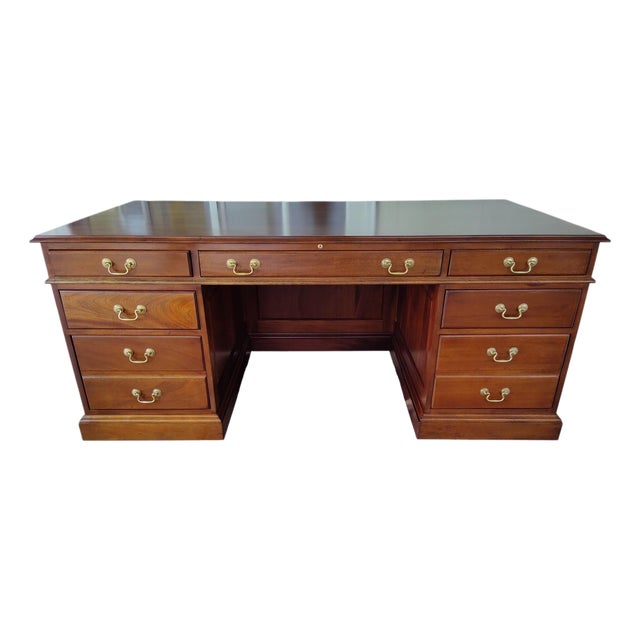Vintage Solid Cherry Double Pedestal Executive Desk by Stickley For Sale