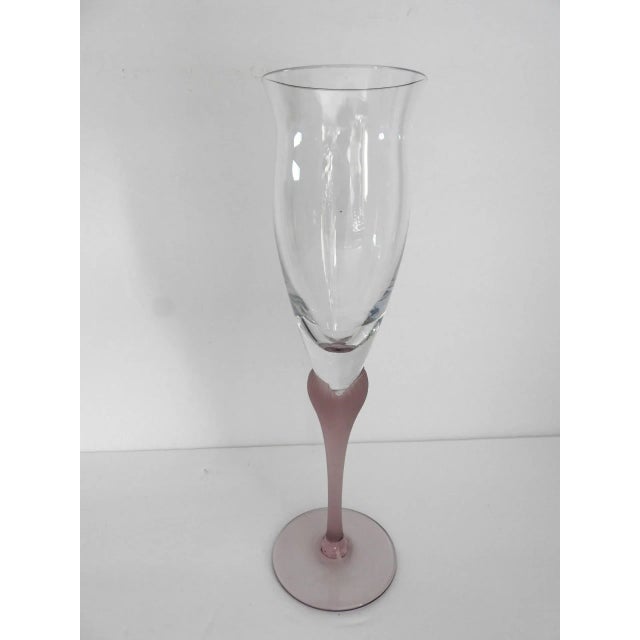1990s 1990s Mikasa Sea Mist Amethyst Hearts Champagne Flute Glasses Set of 6 For Sale - Image 5 of 5