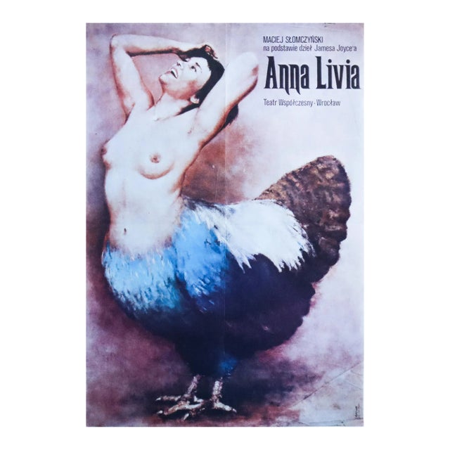 1977 Polish Theater Poster, Anna Livia (Nude Woman With Rooster) For Sale