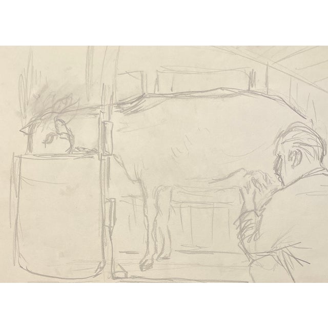 Drawing from the estate of Northwest School artist Neil Meitzler (1930 - 2009). Signed and titled "Don Milking Goat"....
