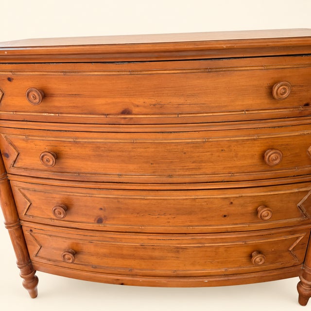 Ethan Allen Late 20th Century Ethan Allen Faux-Bamboo Bowfront Chest of Drawers For Sale - Image 4 of 10