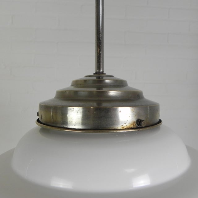 Art Deco Pendant Lamp with Stepped Opaline Shade, 1930s For Sale - Image 9 of 11