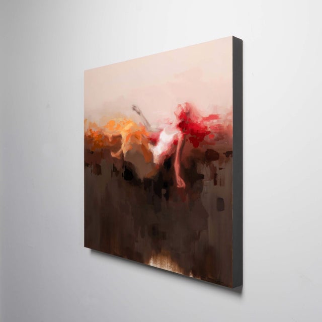 Abstract Levitate by Josh Sorrell | Oil on Panel Painting of a figure reclining with flowing red hair. For Sale - Image 3 of 5