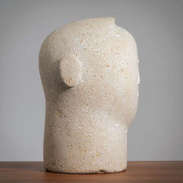 Modernist Male Head Sculpture, 1970s, Sandstone For Sale - Image 4 of 17