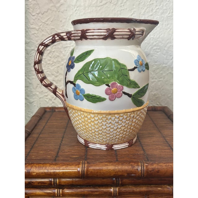 Late 20th Century Late 20th Century Arts & Crafts Three Crane Basketweave Pitcher For Sale - Image 5 of 6