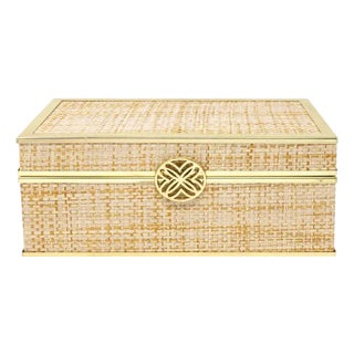 Lilly Pulitzer Woven Raffia Box For Sale