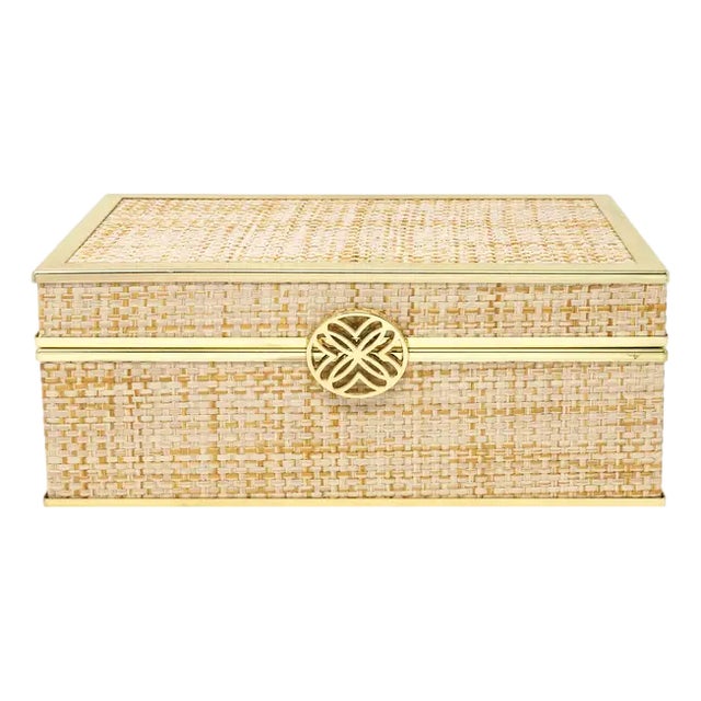 Lilly Pulitzer Woven Raffia Box For Sale