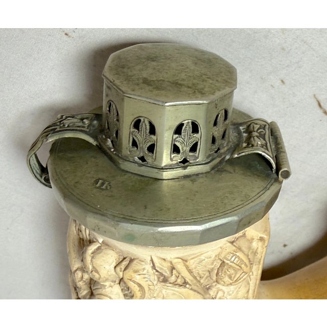 Large Antique 1800's Hand Carved German Meerschaum Silver Knight Smoking Pipe For Sale - Image 17 of 18