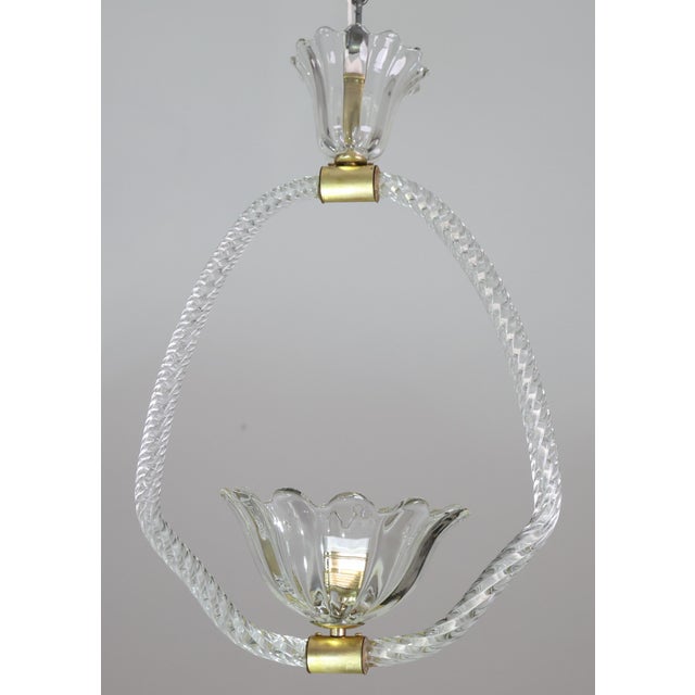 1950s Petite Art Deco Pendant Chandelier by Ercole Barovier, 1940s For Sale - Image 5 of 18