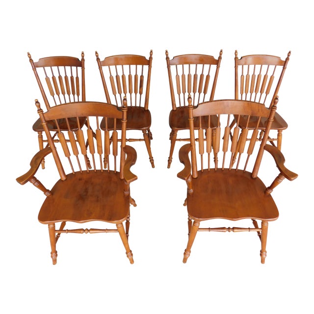 Tell City Maple Arrow Back Windsor Style Chairs Set of 6 Chairish