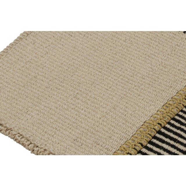 Rug & Kilim’s Contemporary Runner Kilim, in Black and Beige Tones and Stripes For Sale In New York - Image 6 of 7