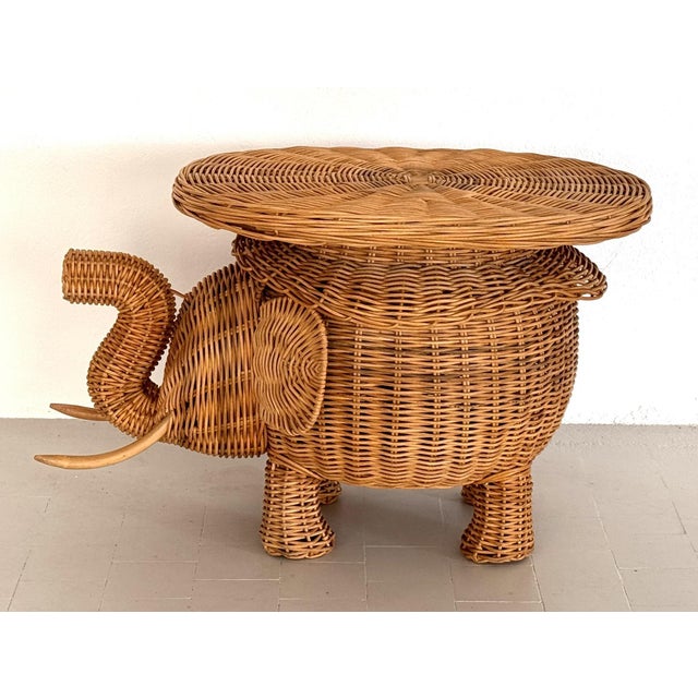 Italian Elephant Side Table in Wicker by Vivai Del Sud, 1970s For Sale - Image 11 of 14