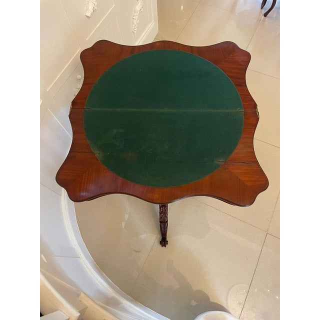 Brown Antique Victorian Figured Mahogany Card or Console Table, 1860s For Sale - Image 8 of 16