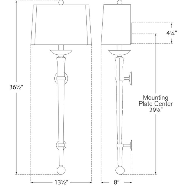 Long Iron Torch in Gilded Iron with Linen Shade Designer: Chapman & Myers Finish: Gilded Iron Height: 36.5" Width: 13.5"...