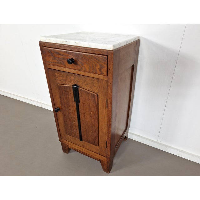 Superb art deco (1925-1935) Amsterdam School night stand with a nice slab of marble on top. Great condition, some old...