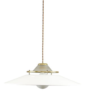 Vintage Italian Brass and Metal Saucer Pendant Lamp, 1970s