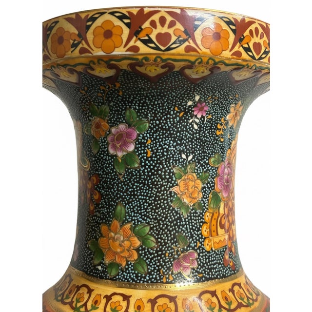 Satsuma Vintage Chinese Satsuma-Style Moriage Porcelain Floor Vase, 24” For Sale - Image 4 of 11