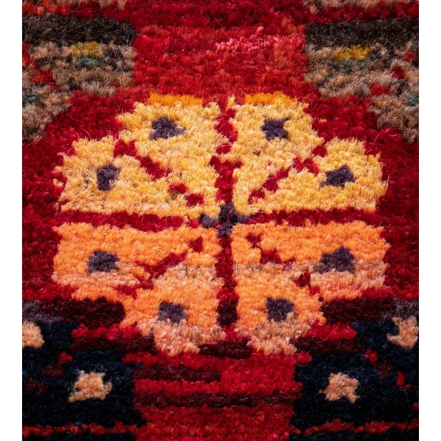 MANSOUR Mid 20th Century Vintage Floral Tomato-Red Handwoven Wool Turkish Rug For Sale - Image 4 of 9