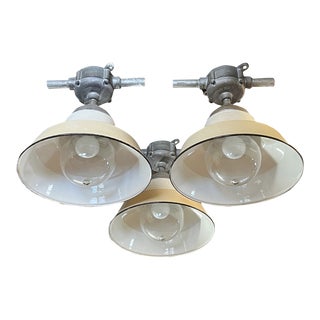 1940s Crouse-Hinds Vintage Vdb Industrial Light Pendant Fixtures - Set of 3 For Sale