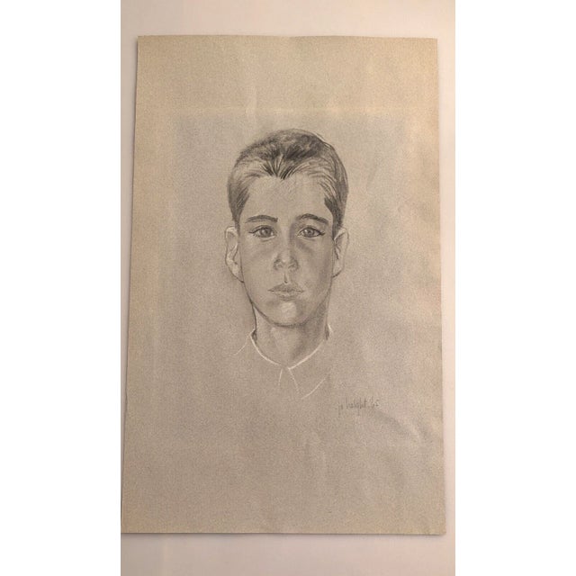 Vintage 1965 Framed Matted Signed By The Artist Portrait In Pencil. Most likely the signature of the artist: "Jo Halght"....
