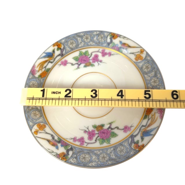 Vintage Lenox Ming P-16 Bird and Floral Footed Teacups and Saucers Set of 2 - 4 pcs For Sale - Image 15 of 16