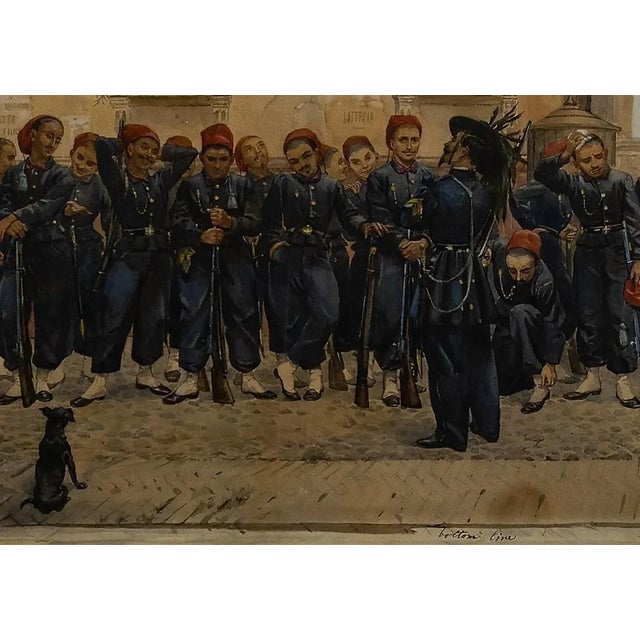 Bersaglieri in Rome is an original painting realized in 1871 by Anonymous English artist. Original watercolor. Good...