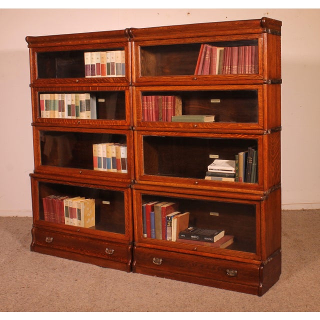 Oak Bookcases from Globe Wernicke, 1900s, Set of 2 For Sale - Image 9 of 12