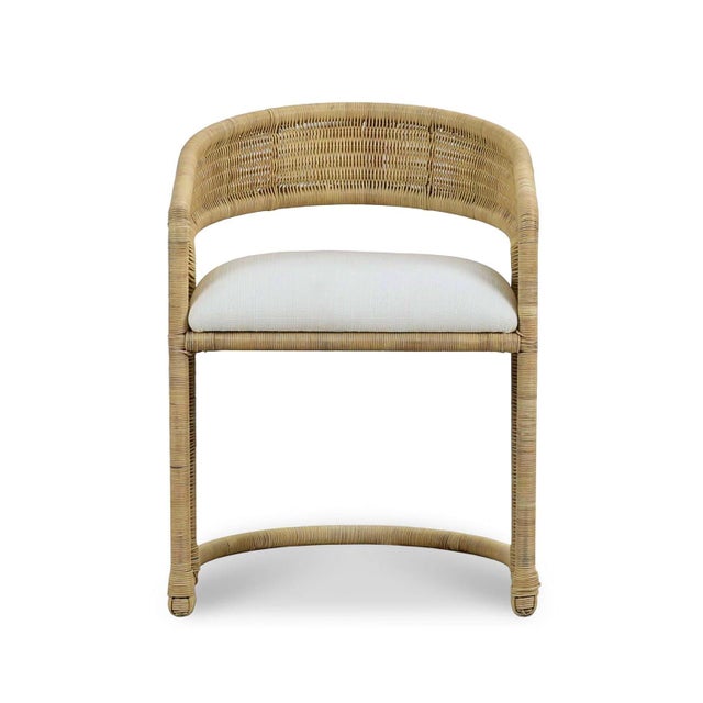 Contemporary Coastal Rattan Barrel Dining Chair For Sale - Image 4 of 12