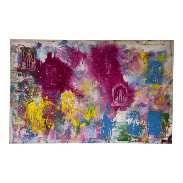 Vintage Helen Stein Expressionist Abstract Acrylic on Canvas Painting, Signed/ Sold For Sale