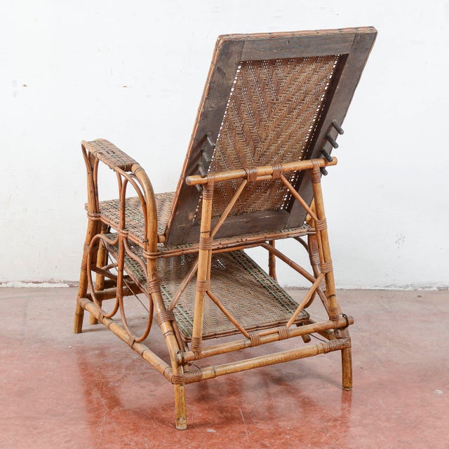 Art Nouveau Wicker and Bamboo Lounger, 1890s For Sale - Image 10 of 14